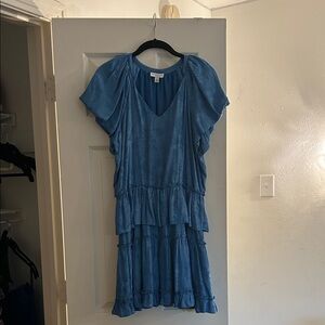 Elegant Blue Ruffled Dress